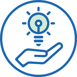 hand with light bulb icon