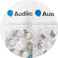 two audika hearing aid battery packs